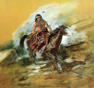 Indios americanos Painting - El cuervo explorador 1890 Charles Marion Russell Los indios americanos